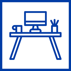 CBO Group Icon (office desk with computer, mug and pencils)